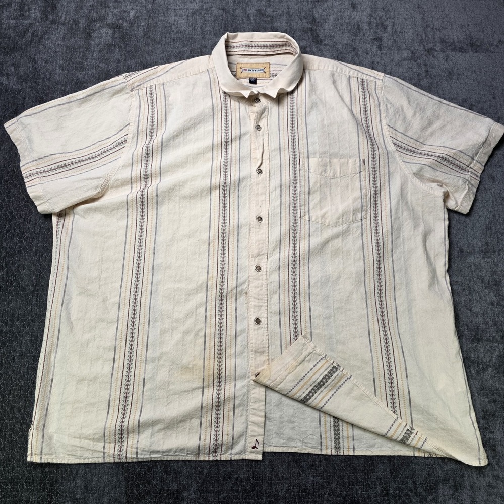 32 Bar Blues Shirt Mens 3XL Button Up Cream Southwestern Cowboy Country Big Tall